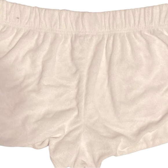 PINK Victoria’s Secret White Terry Cloth Pull On Logo Shorts Medium - Picture 6 of 7